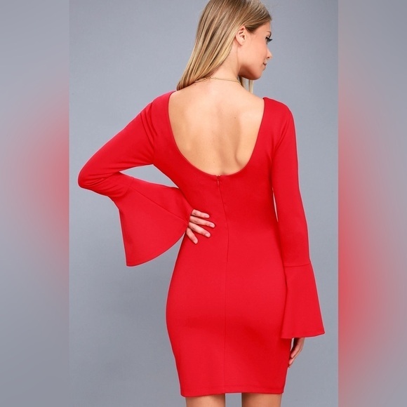 Lulus Flare to Spare Flounce Sleeve BodyconDress - Picture 3 of 7